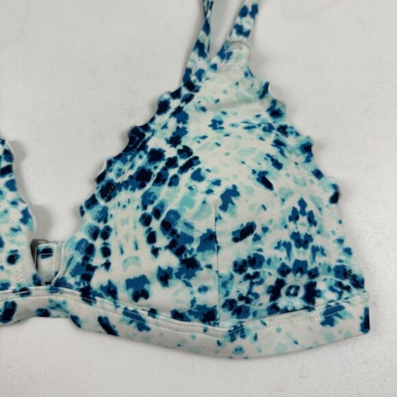Hollister Blue Tie Dye Swim Bikini Top Triangle Spaghetti Strap Adjustable Sz M - Picture 2 of 8